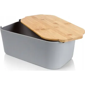 chlebník Chlebník s prkénkem Vilde béžový, šedý plast