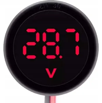Vodotěsný voltmetr IP67 DC 5V-100V červený kulatý 30 mm