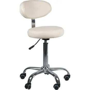 LuxuryForm DESIGN Kosmetická židle BERN s opěrátkem na stříbrné základně s kolečky - krémová