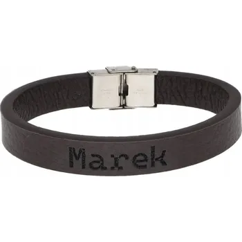 Náramek Pánský kožený náramek hnědý se jménem Marek