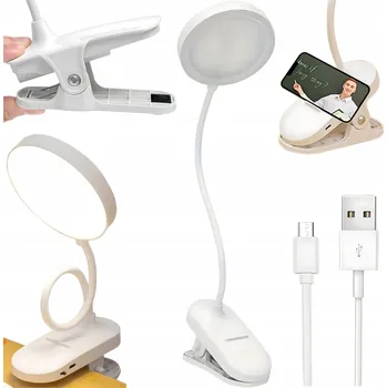 Lampička LAMPIČKA NA PSACÍ STŮL noční lampa LED BÍLÁ NASTAVITELNÁ pro čtení USB klip