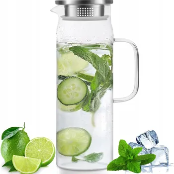 SZKLANY DZBANEK NA VODU 1,5 L, DŽBÁN DO LEDNIČKY, LÁHEV NA NÁPOJE A KÁVU