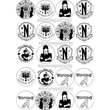 Jedlá dekorace na dort Wednesday č.9 jedlý papír - Jedlý papír / Bez decor gelu