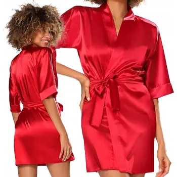 Dámský župan Saténový ŽUPAN ŽUPAN DKAREN 90 XL / 42 Červený