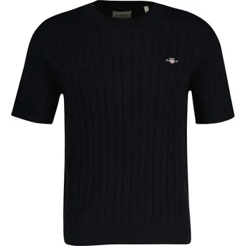 Pánský svetr SVETR GANT COTTON CABLE SS C-NECK EVENING BLUE