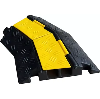 Rohožka Černo-žlutý gumový rohový kabelový most (2x32x32) FLOMA CPR83 - délka 43 cm, šířka 25 cm, výška 5 cm - 62621277