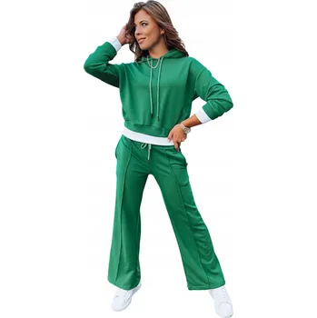 Dámská tepláková souprava mikina s kapucí + kalhoty zelená AY0989 - L