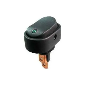 Vypínač kolébkový ASW-20D, 1pol.12V/20A, zelená LED 12V