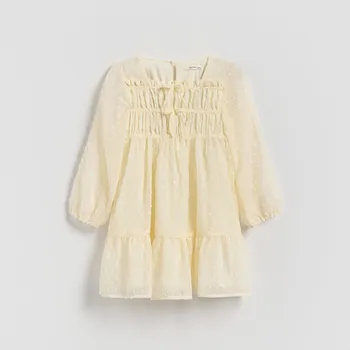 Dívčí oblečení Reserved - Šaty s hranatým výstřihem - tělová - 279IB-02X - 279IB-02X-80