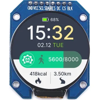 Elektronická stavebnice LaskaKit_cz 1.28" 240x240 TFT IPS kulatý barevný displej GC9A01, SPI