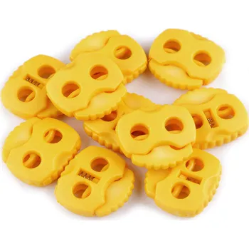 Brzdičky s dvěmi dírkami 20x20 mm, malé, 28 žlutá