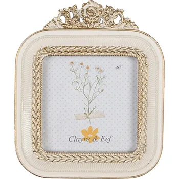 Rám na obraz Béžový antik fotorámeček s květy - 11*2*13/ 9*9cm