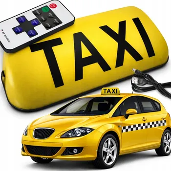 Lampička Žlutý kohout taxi s dálkovým ovládáním, LED lampa, akumulátor, bezdrátové dálkové ovládání, magnet