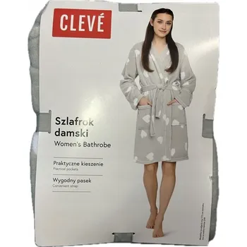 Dámský župan Cleve Dámský župan na zavazování Šedý se srdíčky vel. S S/M