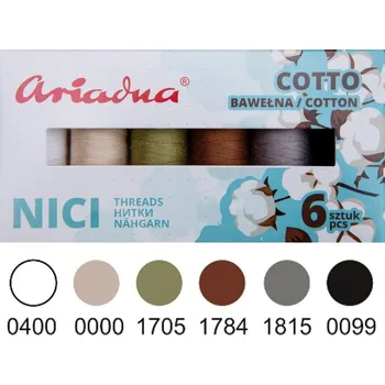 Nit Šicí nitě Ariadna bavlněné, vícebarevné, 170 m, 6 ks
