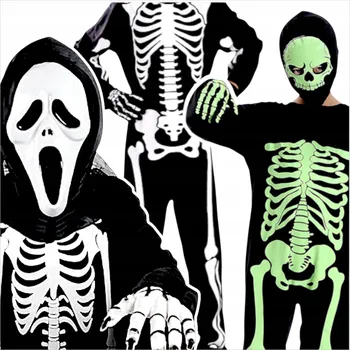 Karnevalový kostým SVÍTÍCÍ KOSTLIVEC KOSTÝM PŘESKOL, FLUORESCENTNÍ KOSTÝM