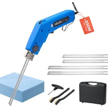 Pracovní nůž VEVOR řezačka polystyrenu s horkým nožem, elektrický řezací nástroj na polystyren 200 W, nastavitelná teplota 50 °C - 500 °C, řezací nože 150 mm a 200 mm pro KT desky, polyethylen, houbu, gumu - bedna s nářadím součástí balení