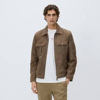 Dámský kabát Reserved - Semišová bunda s límcem - kávová - 245GU-84X - 245GU-84X-XXL