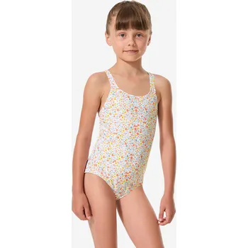 Dámské oblečení DECATHLON Dívčí jednodílné plavky Vega 5-6 LET ORANŽOVÁ