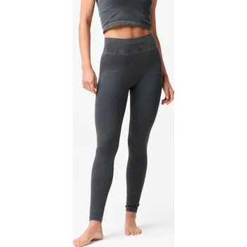 Dámské oblečení DECATHLON Dámské bezešvé legíny na jógu a pilates L ŠEDÁ