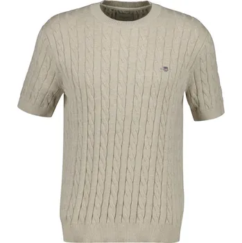 Pánský svetr SVETR GANT COTTON CABLE SS C-NECK OAT MELANGE