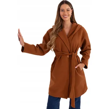 Dámský kabát Dámský kabát Rue Paris hnědý klasický s kapucí univerzální velikost