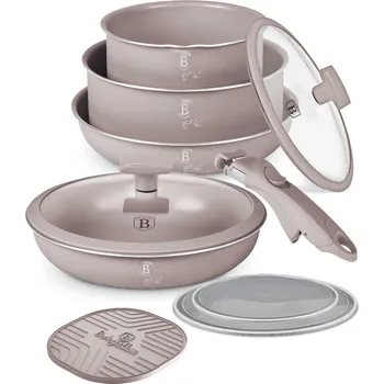 Sada nádobí BERLINGERHAUS Sada nádobí s titanovým povrchem 9 ks Taupe Collection BH-8255