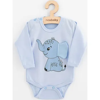 Kojenecké body s dlouhým rukávem New Baby Happy Elephant blue, vel. 74 (6-9m)