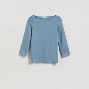 Dámské tričko Reserved - Bavlněné tričko s dlouhými rukávy - bleděmodrá - 038HT-05X - 038HT-05X-S