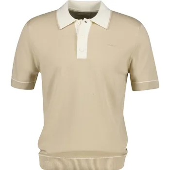 Pánský svetr SVETR GANT COTTON MODAL POLO OAT BEIGE