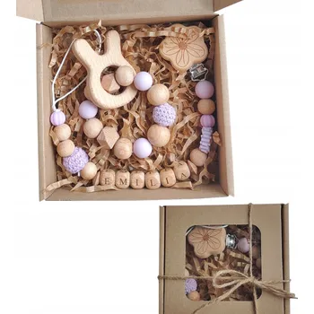 klip na dudlíky Klip na dudlík se jménem + dřevěné kousátko vícebarevná