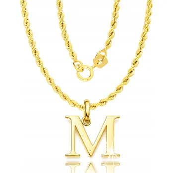 Náhrdelník Zlatý náhrdelník Euforia ryzost 585 s písmenem M, délka 45 cm, bez niklu