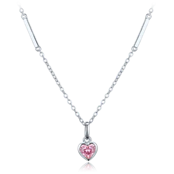 Náhrdelník 4758 MINET Decentní stříbrný náhrdelník srdce s růžovým zirkonem