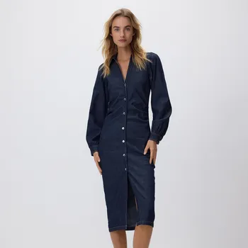 Dámské šaty Reserved - Džínové midi šaty - tmavomodrá - 120IL-59J - 120IL-59J-XS