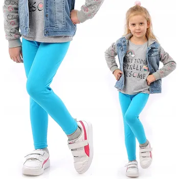 Dívčí oblečení LAEMI dětské legíny dlouhé klasické bavlna modré velikost 110