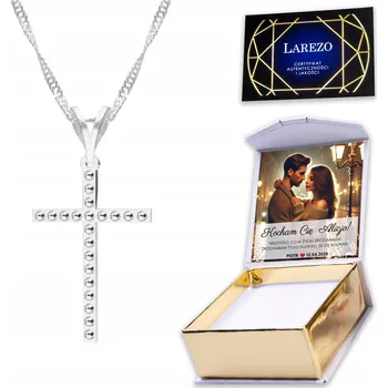 Náhrdelník Stříbrný náhrdelník 925 Kříž s krystaly Křížek Lesklý Zirkon POTISK