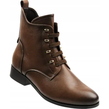 Dámská zimní obuv Dámské hnědé krátké kotníkové boty na nízké podrážce Potocki 36