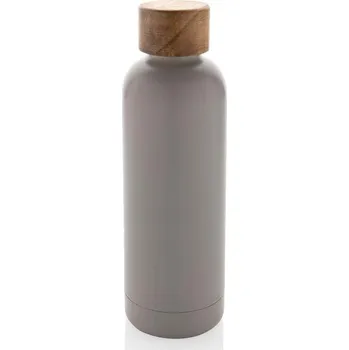 Termohrnek Termo lahev Wood z RCS recyklované nerezové oceli - Barva Šedá