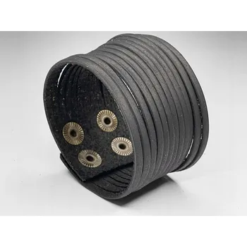 Náramek Boho náramek z přírodní kůže 23 cm Černý