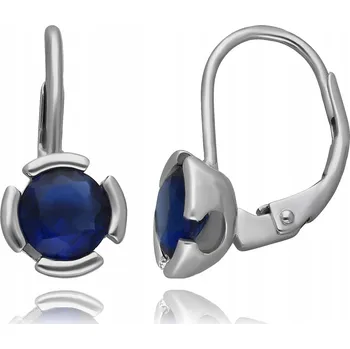 Náušnice STŘÍBRNÉ NÁUŠNICE S ANGLICKÝM ZAPÍNÁNÍM SE SAFÍROVÝMI ZIRKONY, RODOVANÉ