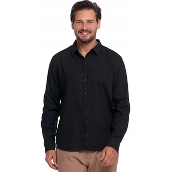 Pánská košile Pánská lněná košile Moraj černá, dlouhý rukáv, velikost 3XL