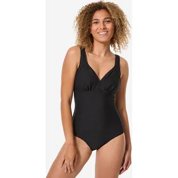 Dámské plavky DECATHLON Dámské jednodílné plavky s vaflovou strukturou Rosy 46 ČERNÁ