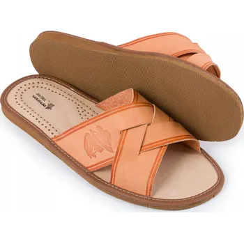 Dámská obuv Pánské Papuče , kožené pantofle, polské domácí pantofle, pohodlné bačkory Highlander 46