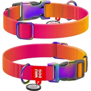 Obojek pro psa Nylonový obojek s QR kódem pro psa Waudog Gradient Oranžový Velikost L