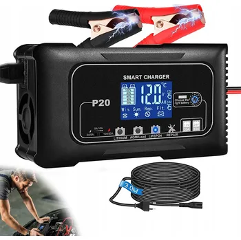 Nabíječka autobaterie P20 10A AUTOMATICKÁ NABÍJEČKA AKUMULÁTORŮ 12V/24V - SMART NABÍJEČKA 20A