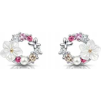 Náušnice Stříbrné náušnice kytičky kruhy stříbro o ryzosti 925 puzetky šroubovací