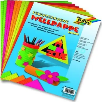 Umělecký papír Folia Vlnitý papír neonové barvy, sada 10 ks - 25 x 35 cm