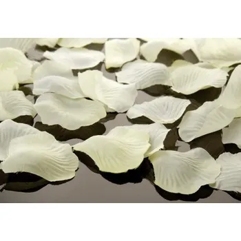 PartyDeco Plátky růží jemně ivory - dekorační textilní plátky ivory růží na svatební výzdobu