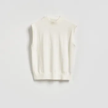 Dámský svetr Reserved - Pletená vesta s vlnou - krémová - 171IT-01X - 171IT-01X-M