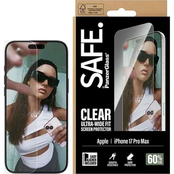 PanzerGlass SAFE Ultra-Wide Fit sklo Apple iPhone 17/16 Pro s instalačním rámečkem